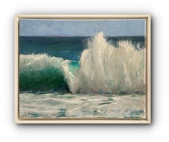 Wave (peinture de paysage marin contemporain encadrée)