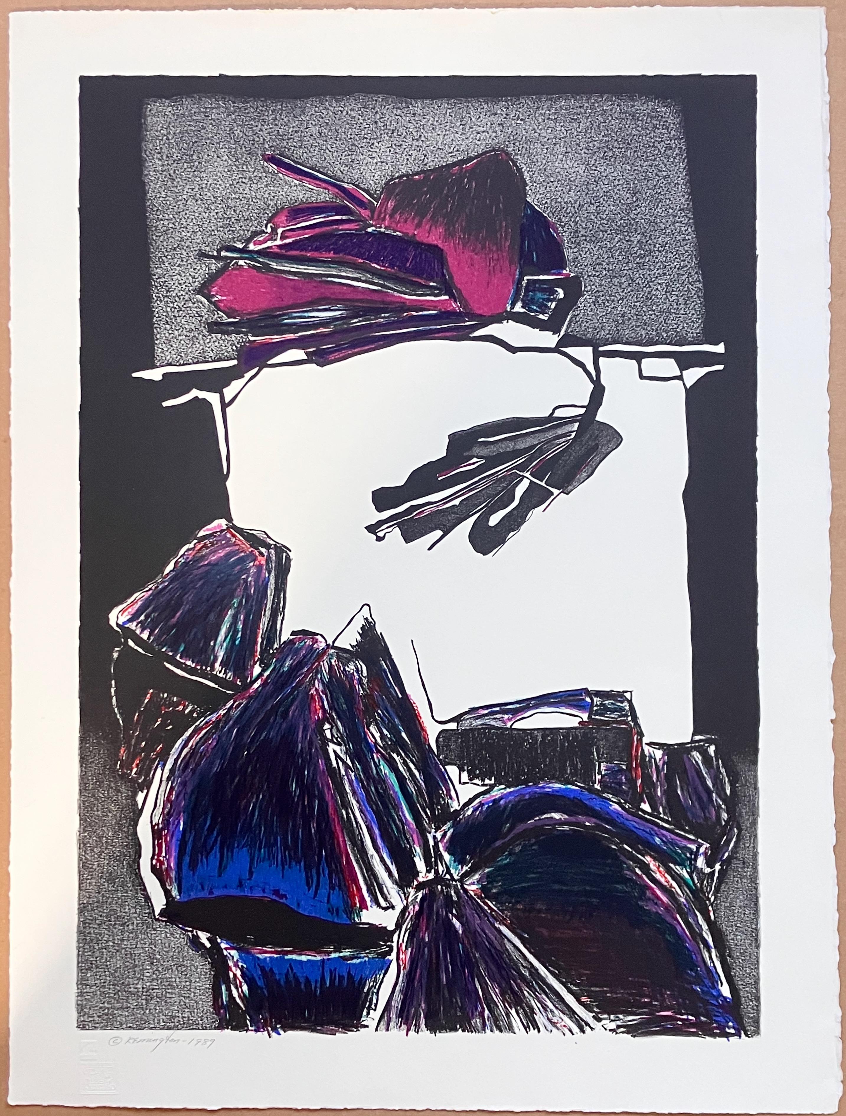 Quadra, Seven Color Lithograph - Abstract Print by Deborah Remington