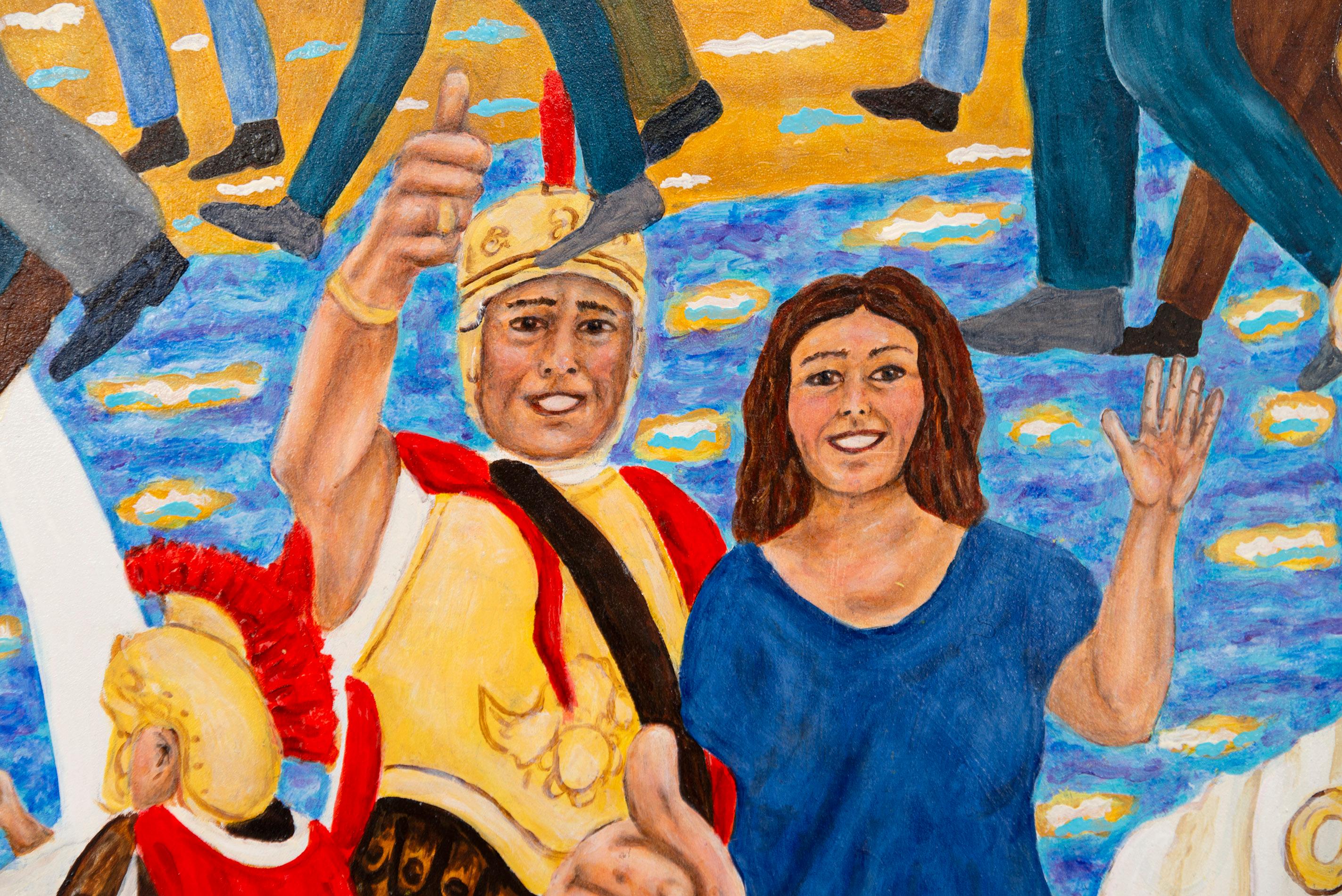 All Roads Lead to Rome - zeitgenössisch, Flüchtlinge, Touristen, surreal im Angebot 1