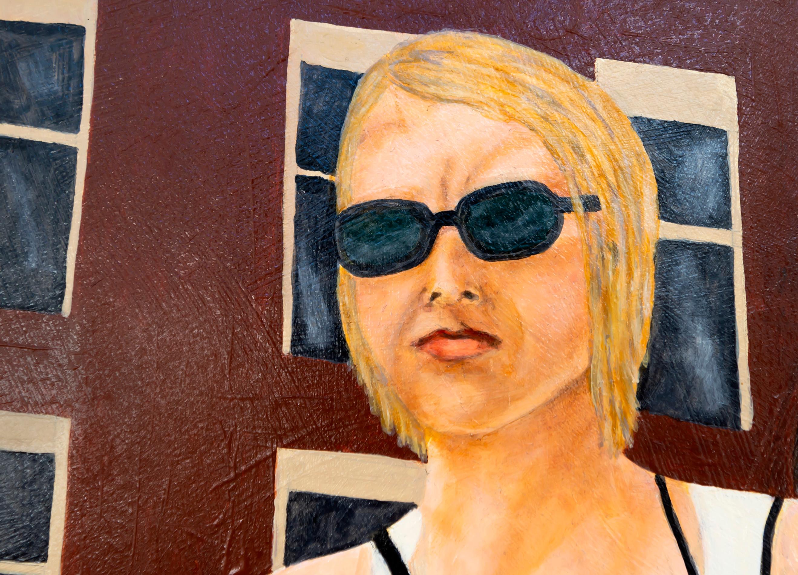 Liberty Guiding the People - contemporaneo, figurativo, olio su pannello - Figurative Painting Beige di Deborah Root