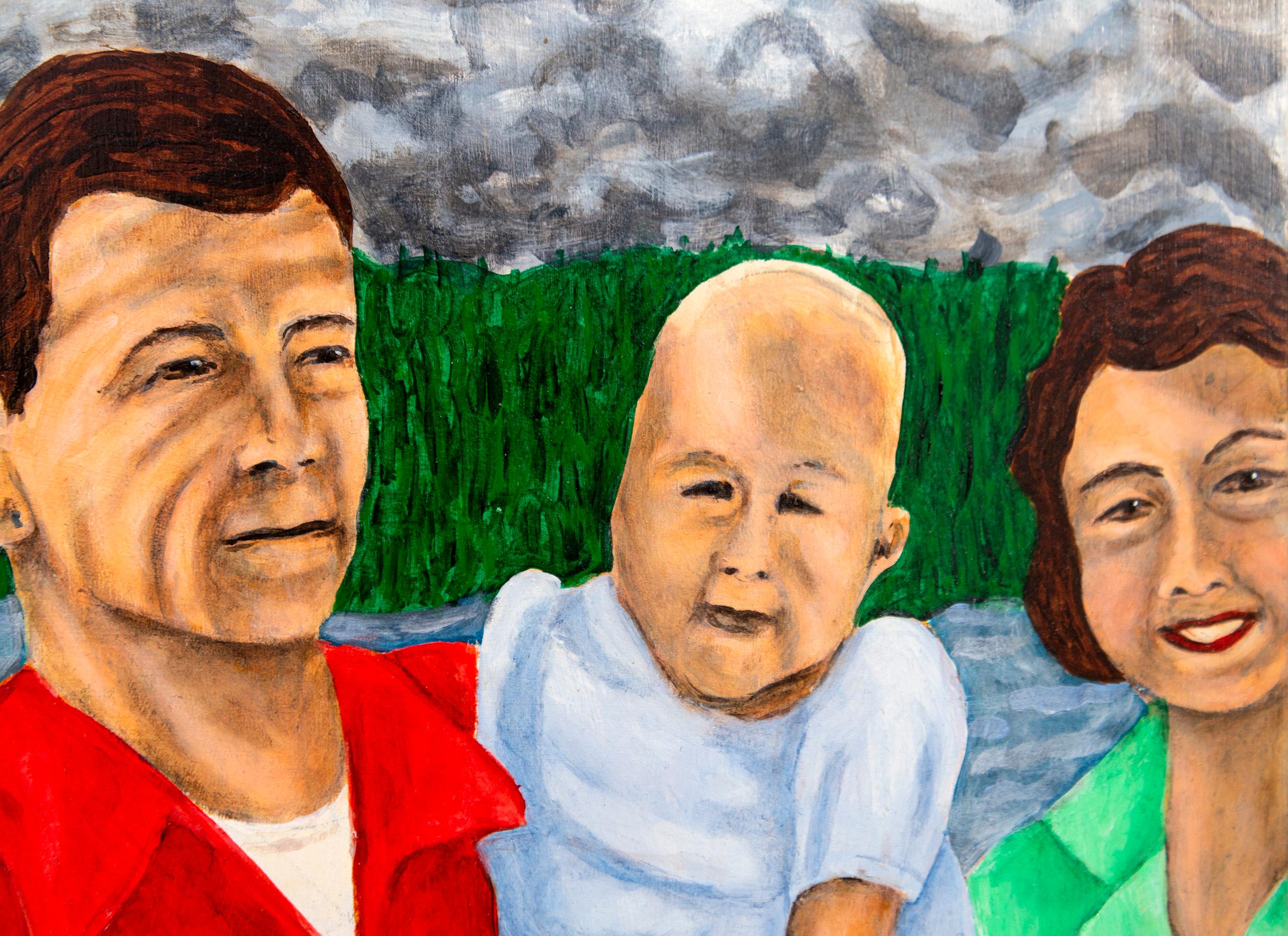 Tiempo de paz (Tokio, para siempre) - contemporáneo, figurativo, óleo sobre panel en venta 1