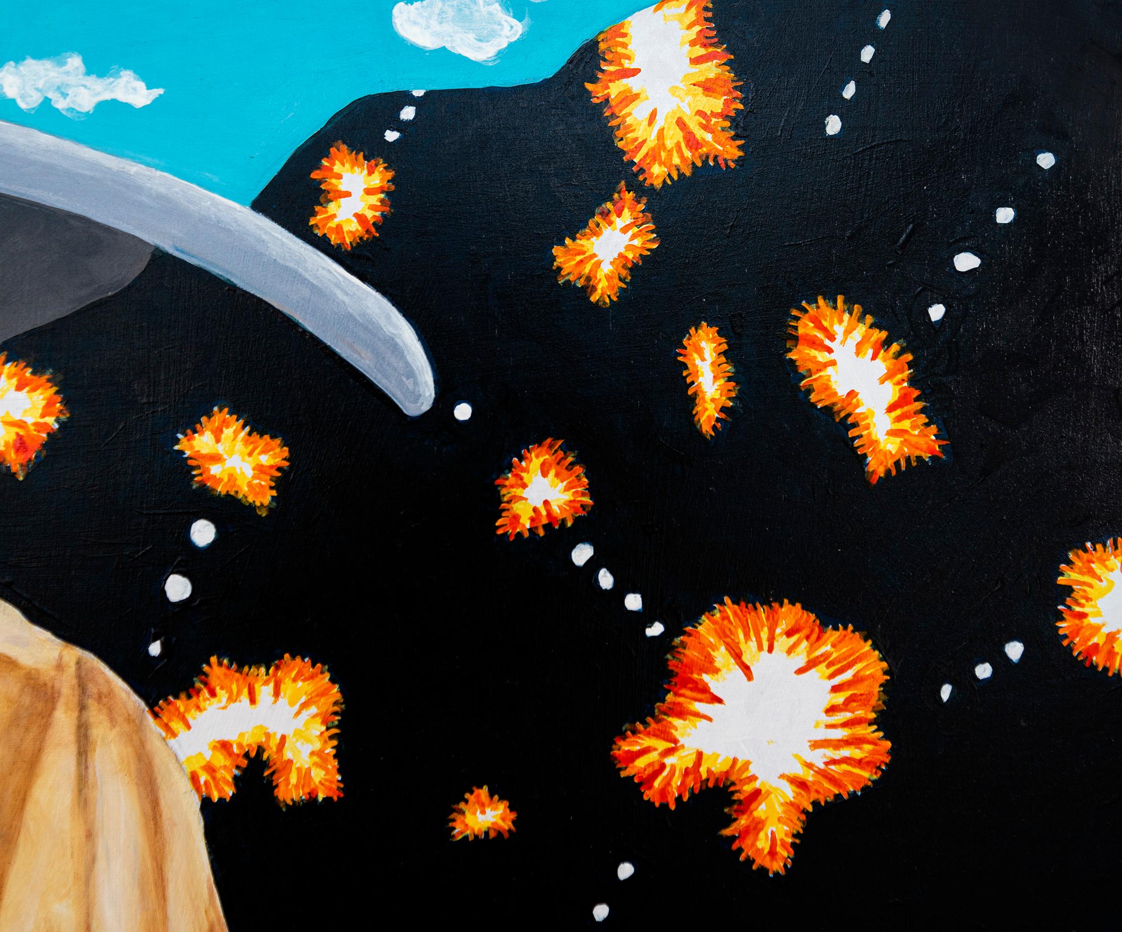 Tiempo de paz (Tokio, para siempre) - contemporáneo, figurativo, óleo sobre panel en venta 2