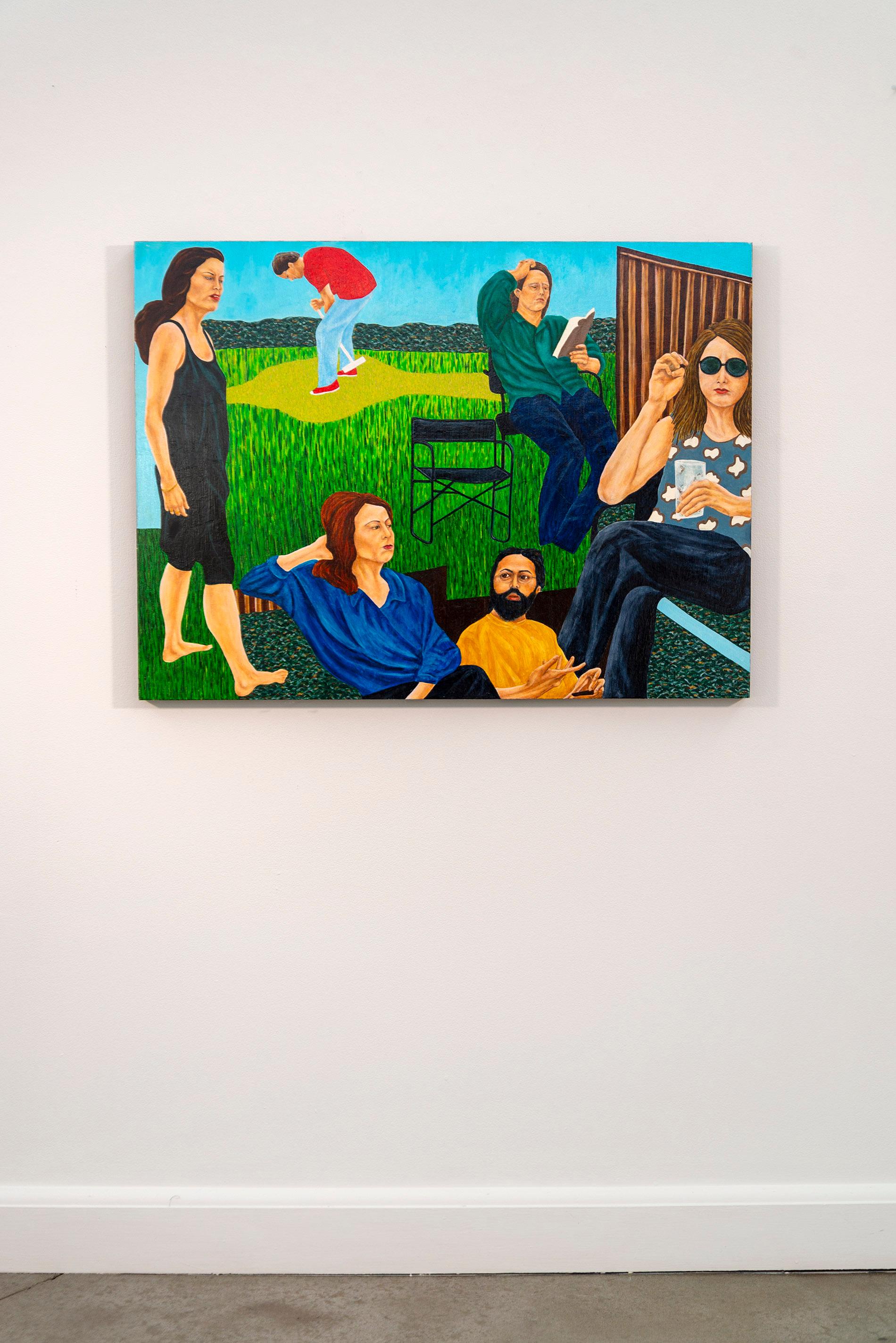 Sur L'herbe - contemporaneo, figurativo, olio su pannello - Painting Contemporaneo di Deborah Root