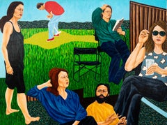 Sur L'herbe (on the grass) - contemporary, figurative, oil on panel
