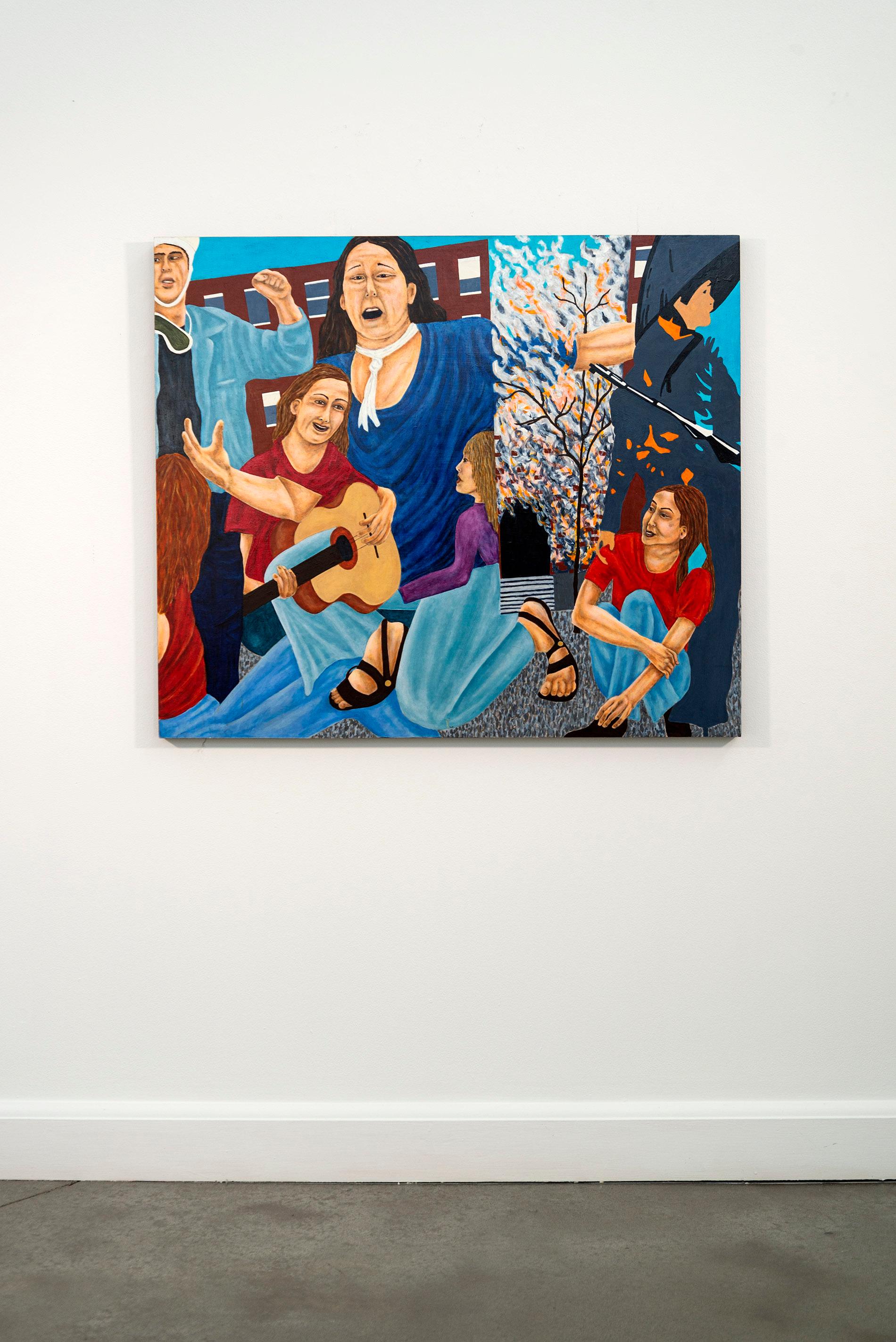 The 4th of May, Bring the War Home - zeitgenössisch, figurativ, Öl auf Platte (Zeitgenössisch), Painting, von Deborah Root
