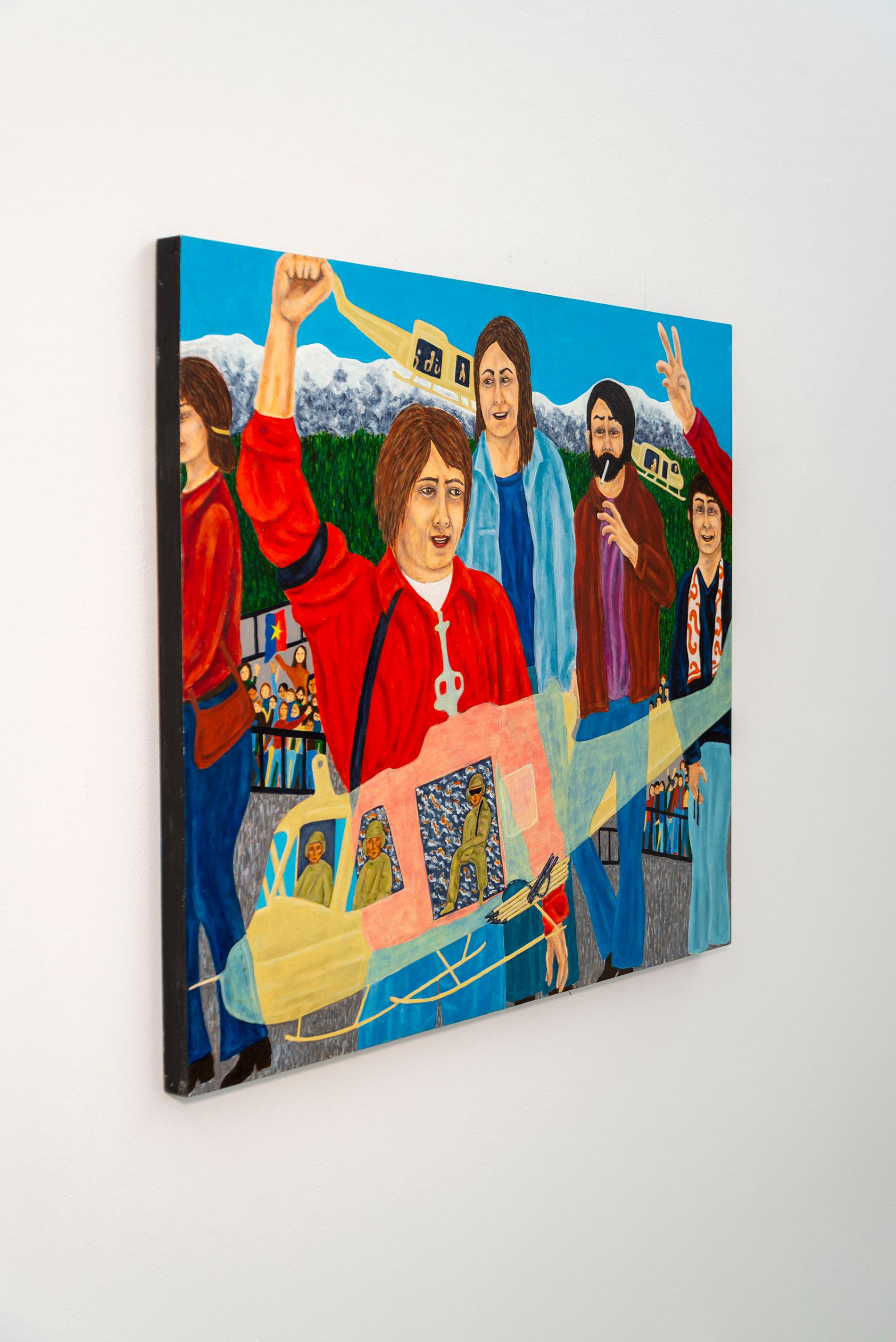 Der 5. Mai 1970 (Bring the War Home) –  figurativ, Öl auf Platte – Painting von Deborah Root