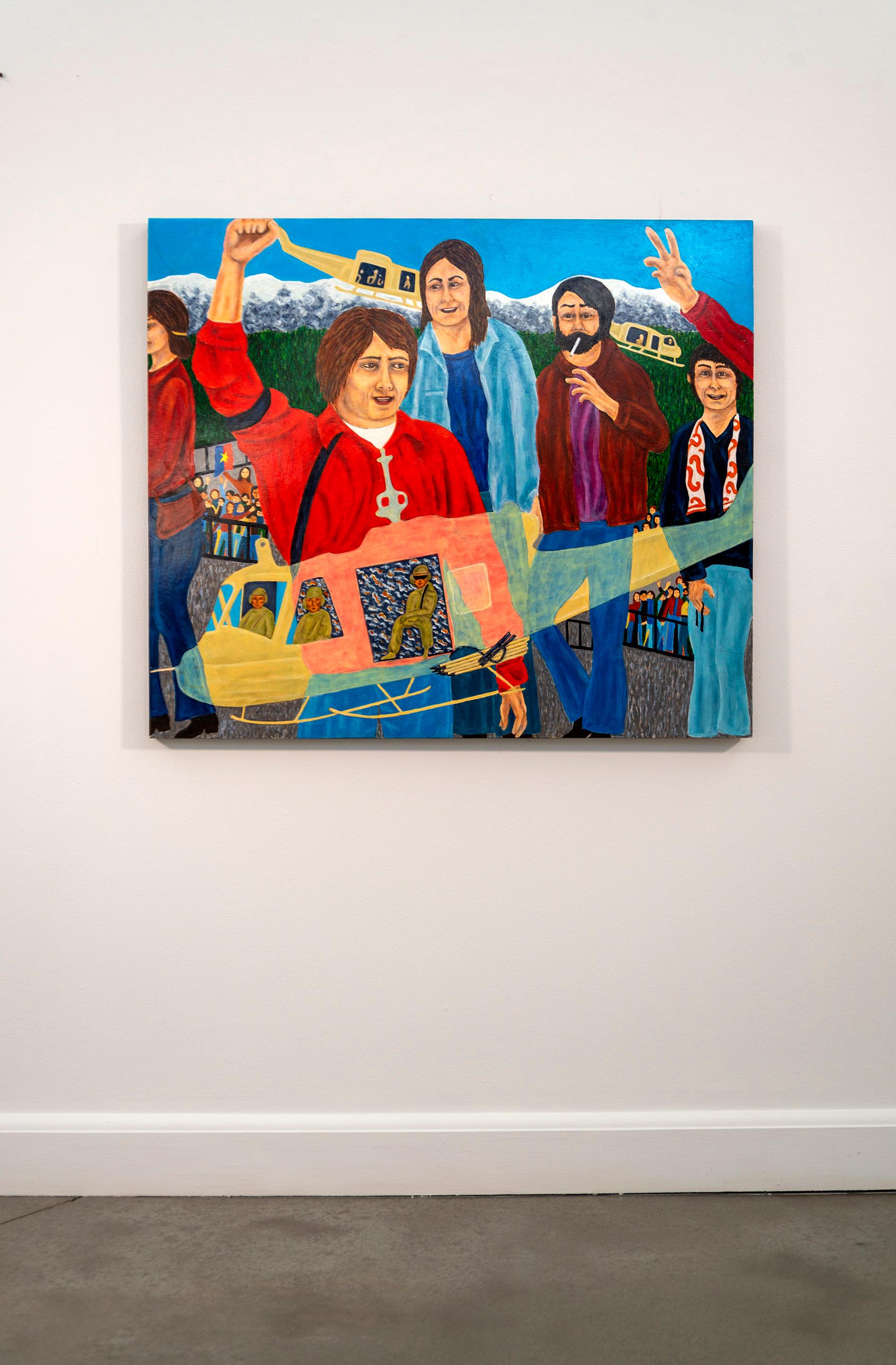 Der 5. Mai 1970 (Bring the War Home) –  figurativ, Öl auf Platte (Zeitgenössisch), Painting, von Deborah Root