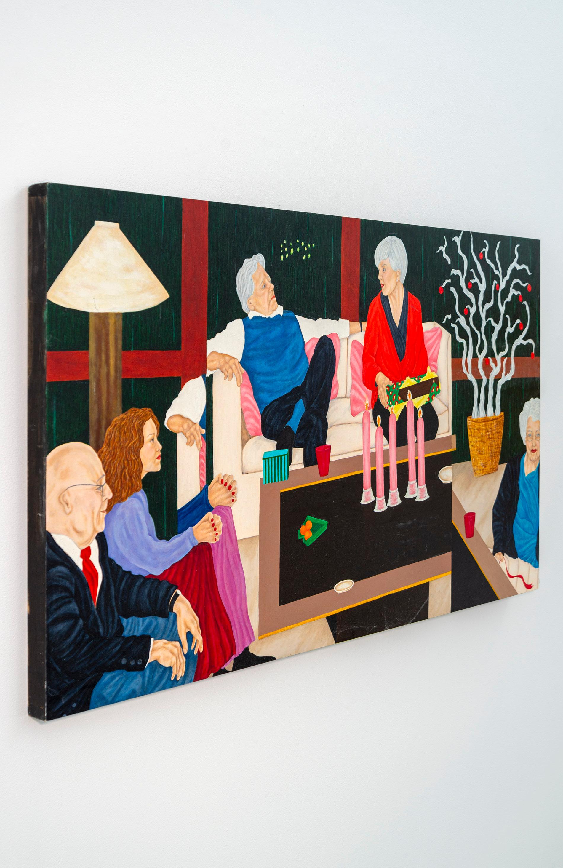 The Nordstrom Box - contemporary, figurative, oil on panel - Painting by Deborah Root