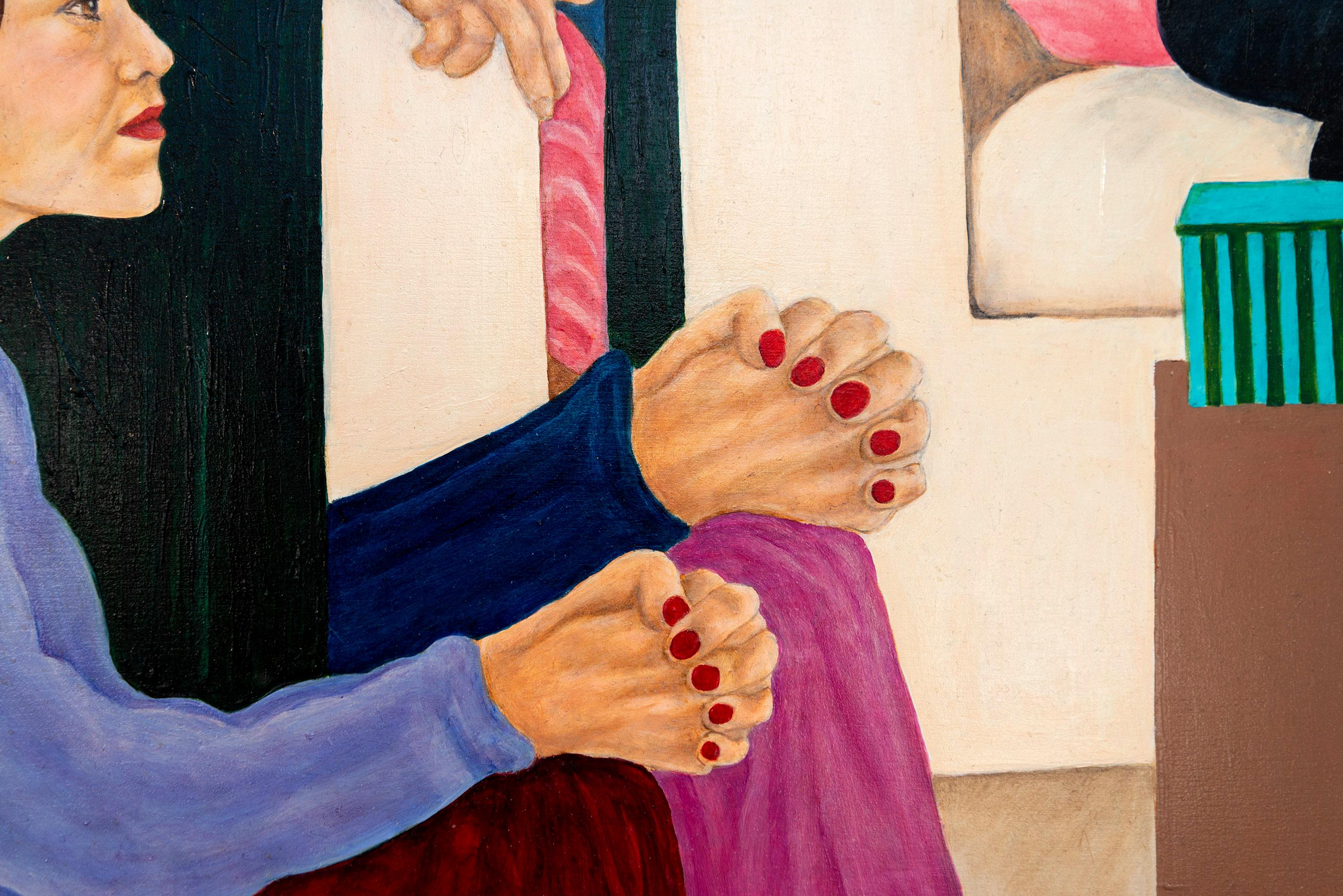 The Nordstrom Box - contemporary, figurative, oil on panel For Sale 3
