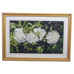Deborah Rubin „Pfingstrosen“ – Botanisches Blumenstillleben, Aquarell, 50"