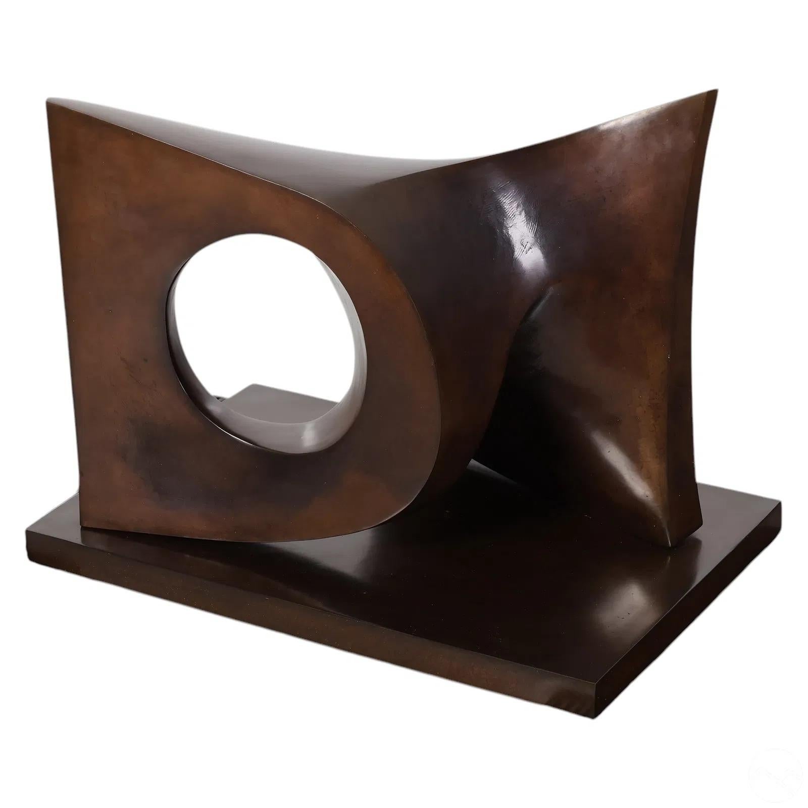 Deborah Stern Abstract Sculpture - One Step Forward Geometric Abstract Bronze Sculpture, Edition 1/9, 1979
