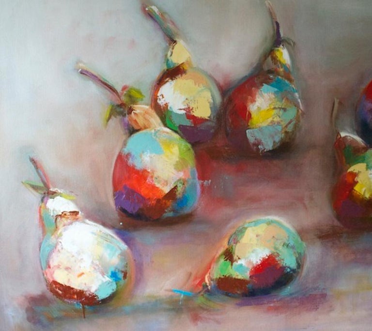 Big A$$ Pears , Abstract  Expressionism Oil, Pears, Still Life, - Abstract Expressionist Painting by Deborah Wage