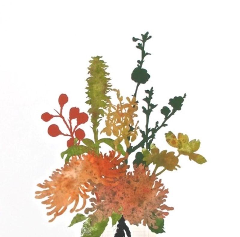 Blooms + Stems LC2023  Botanical, Collage, œuvre sur papier, Floral, Vintage - Contemporain Painting par Deborah Weiss