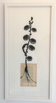 Midnight Blooms No. 17, Flowers, Botanical, Collage, Books, Black, White
