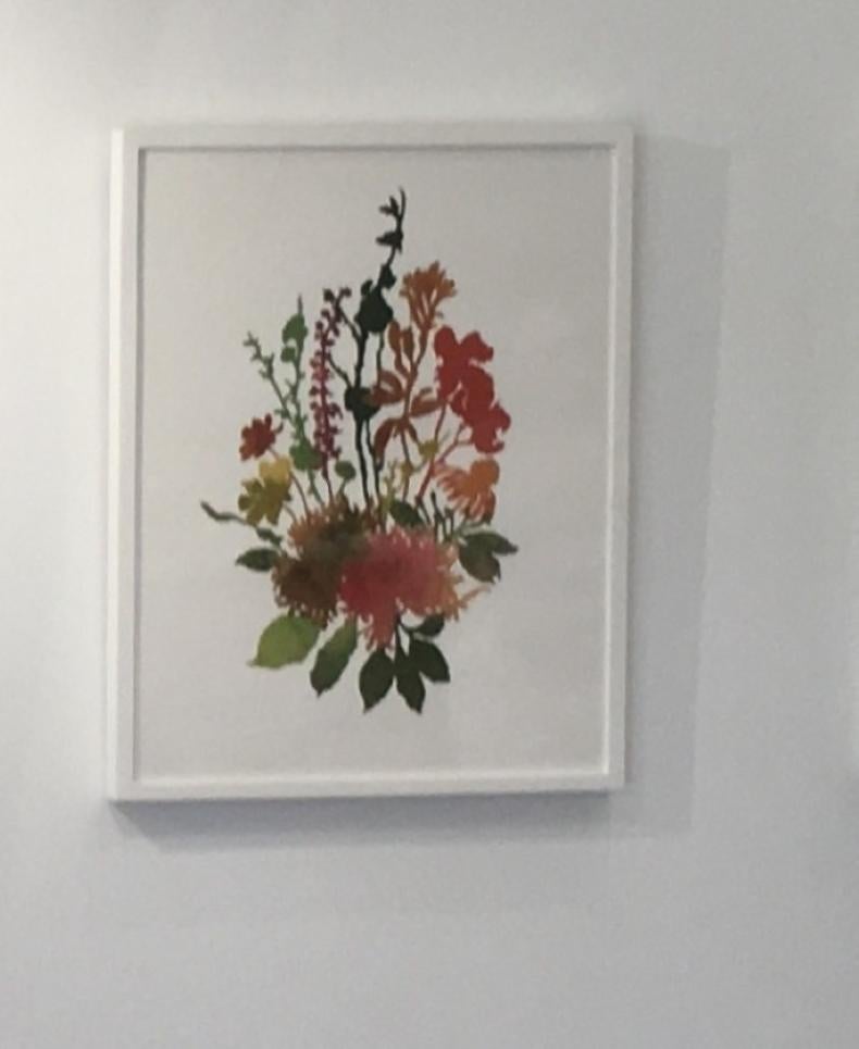 Woodland Blooms No. 1, Botanical, Floral, Flower, HandCut Collage, Work on Paper - Painting by Deborah Weiss