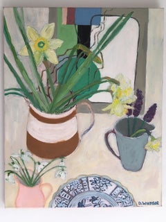 Deborah Windsor, Daffodils, Snowdrops And Grape Hyacith, Still Life Painting