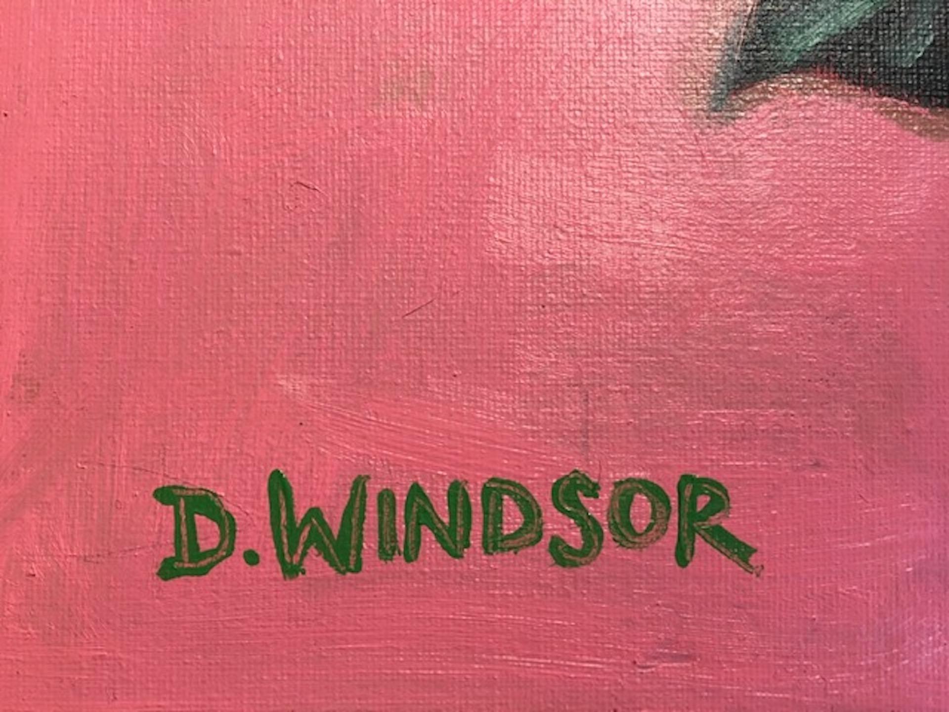 Deborah Windsor, Rosen auf rosafarbenem Hintergrund, Stillleben-Kunst, Originalgemälde im Angebot 2