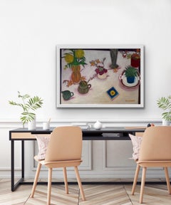 Deborah Windsor, Still Life on a White Tablecloth, Original Still Life Painting