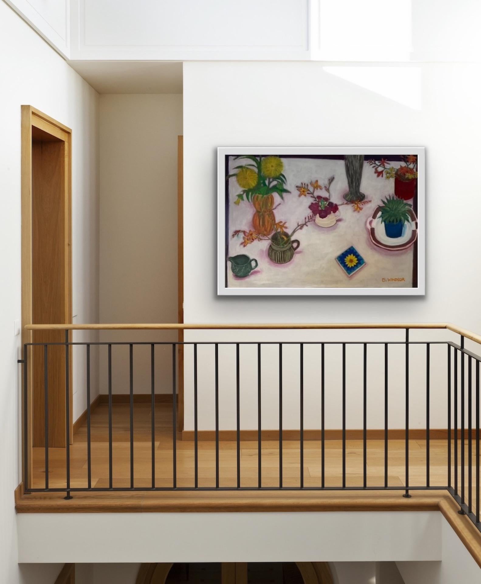 Deborah Windsor, Bodegón sobre mantel blanco, Pintura original de bodegón en venta 2