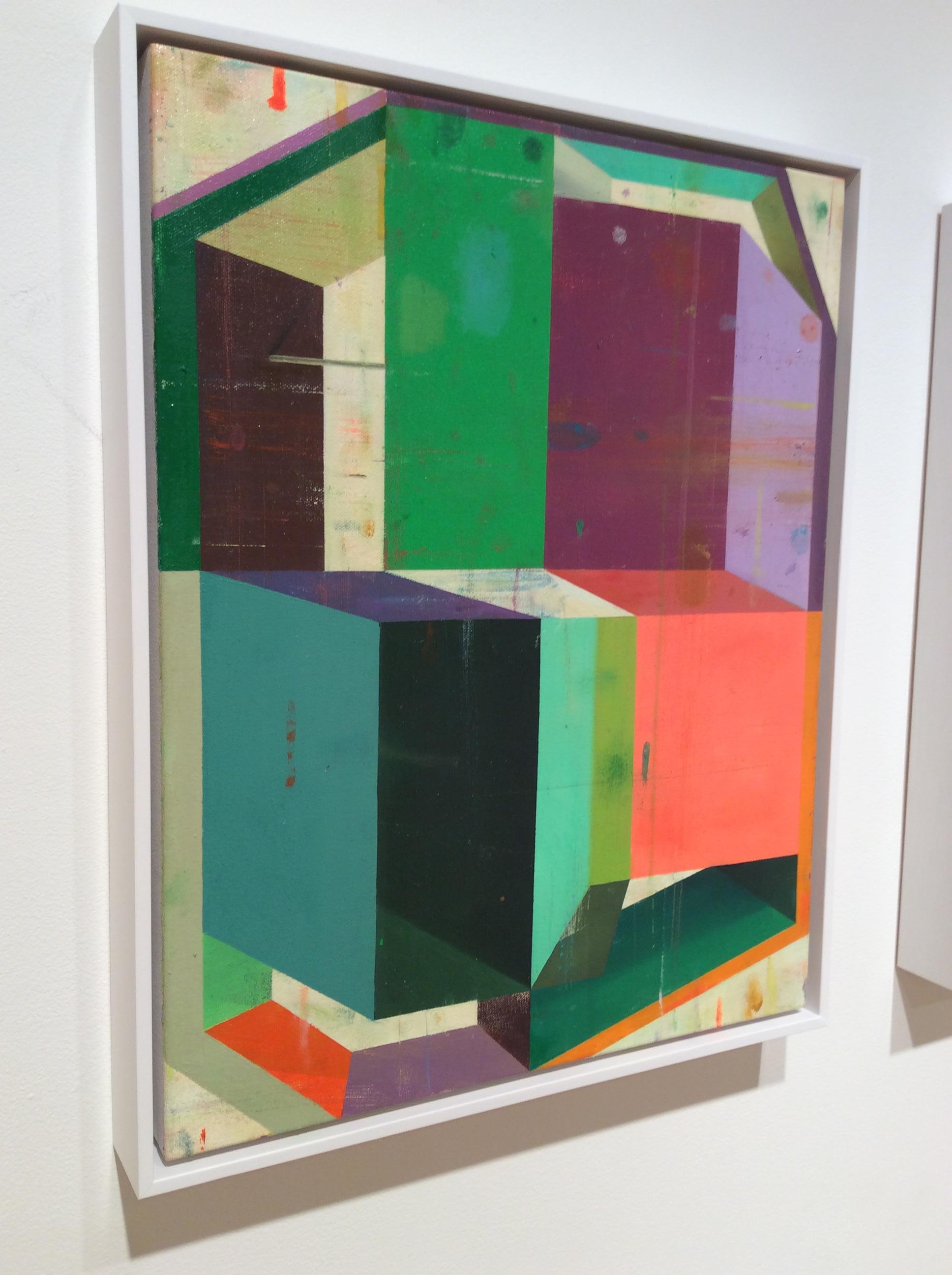 Curós, Abstract geometric, contemporary painting - Brown Abstract Painting by Deborah Zlotsky