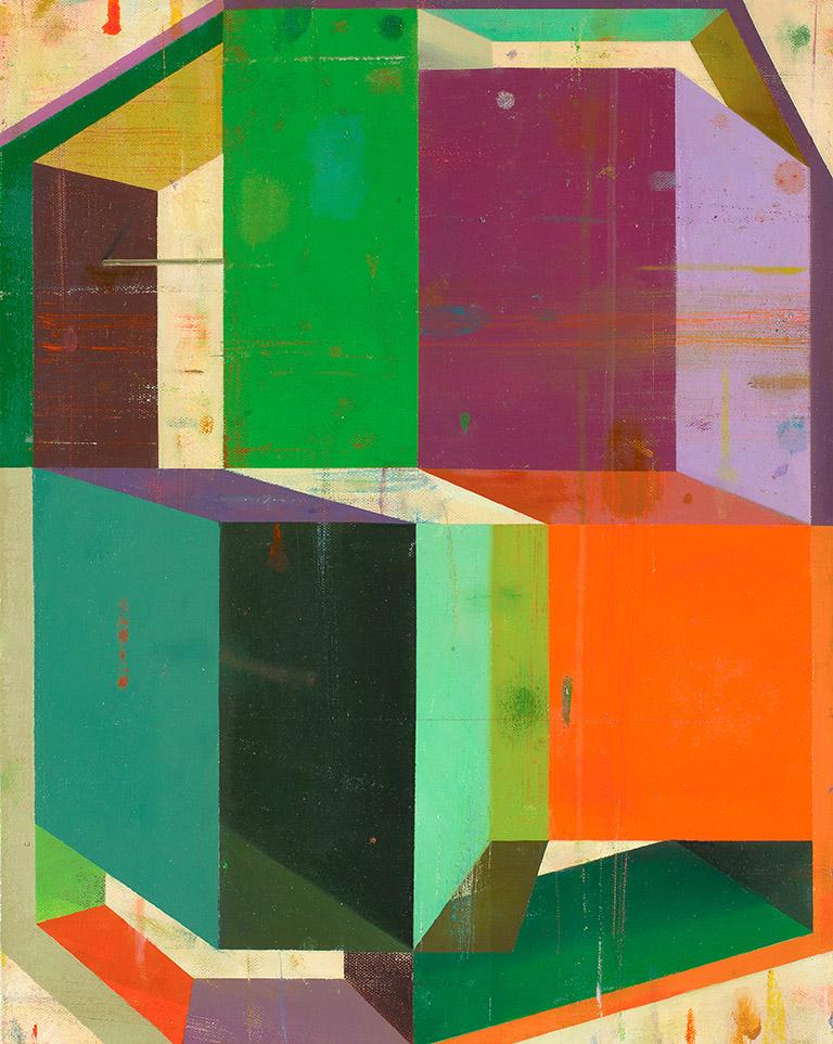 Deborah Zlotsky Abstract Painting - Curós, Abstract geometric, contemporary painting