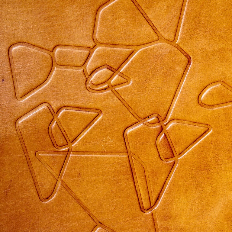 Debossed Leaf Sling Hanging Swing Chair Genuine Leather 21st Century