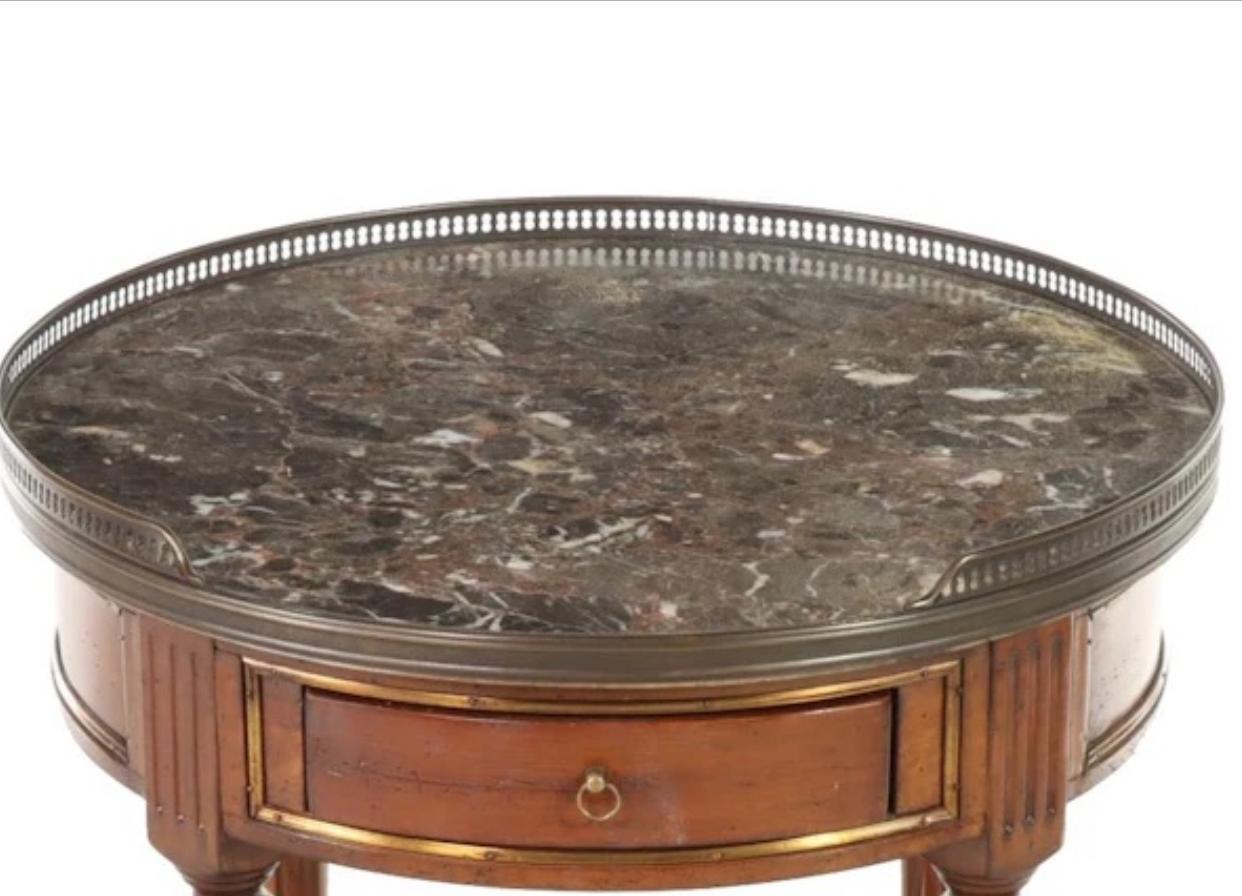 DeBournais, French Walnut and Marble Louis XVI Bouillotte. For Sale 1