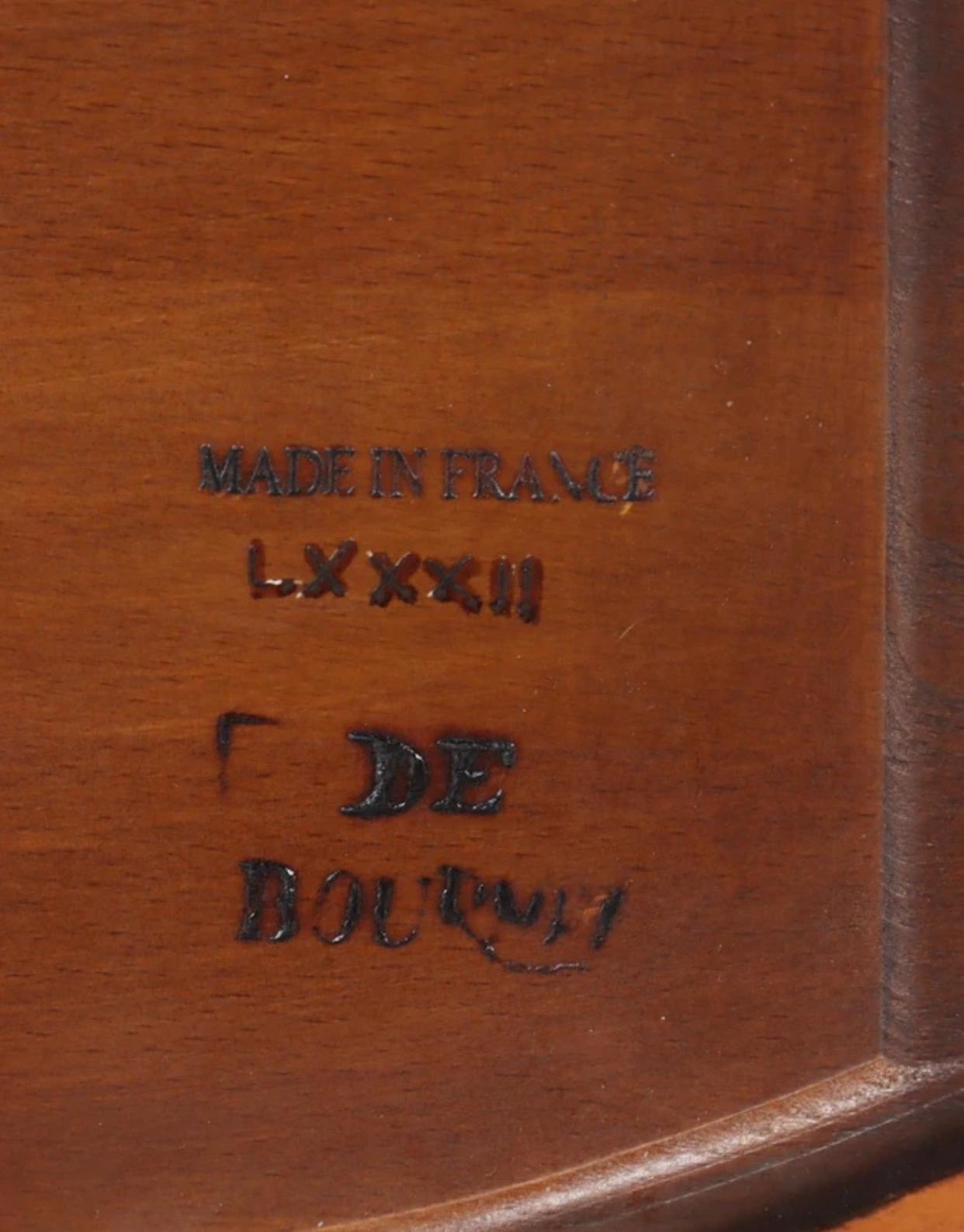 DeBournais, French Walnut and Marble Louis XVI Bouillotte. For Sale 3