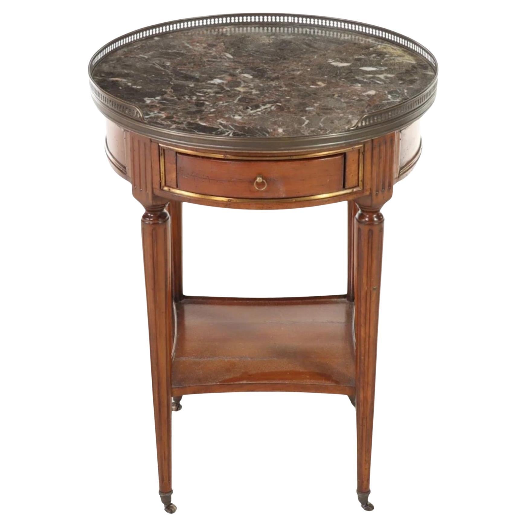 DeBournais, French Walnut and Marble Louis XVI Bouillotte. For Sale