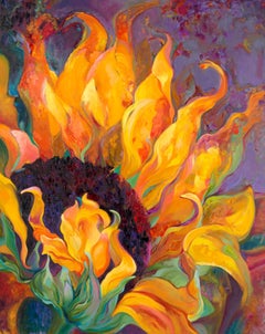 "FOREVER RADIANT" MODERN SUNFLOWER BRILLIANT COLORS TEXAS ARTIST