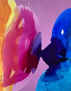 "Bathed in Violet" Large Scale Contemporary Abstract Painting, lavender, blue