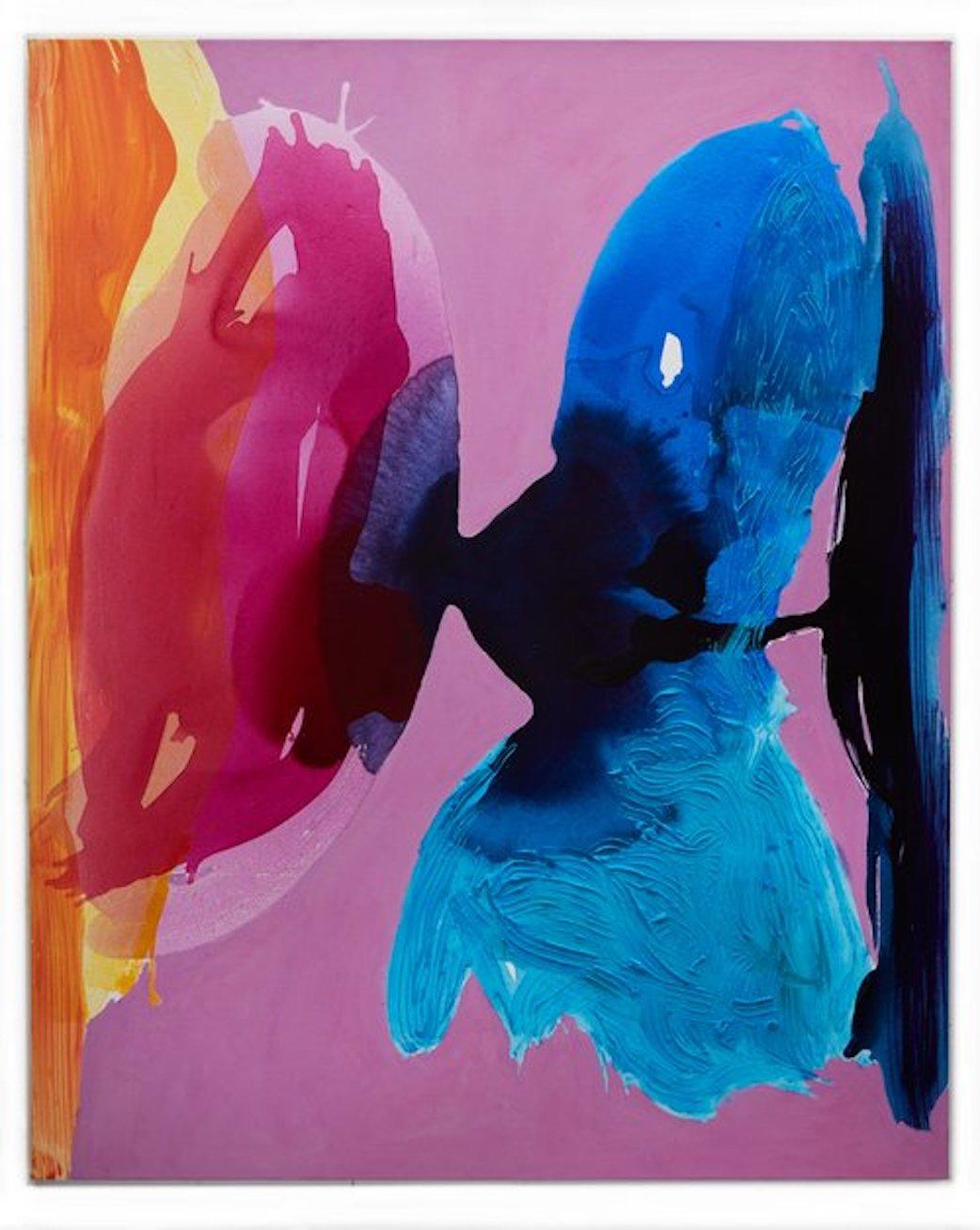 "Bagnato di viola" Pittura astratta contemporanea di grandi dimensioni, lavanda, blu - Art di Debra Drexler