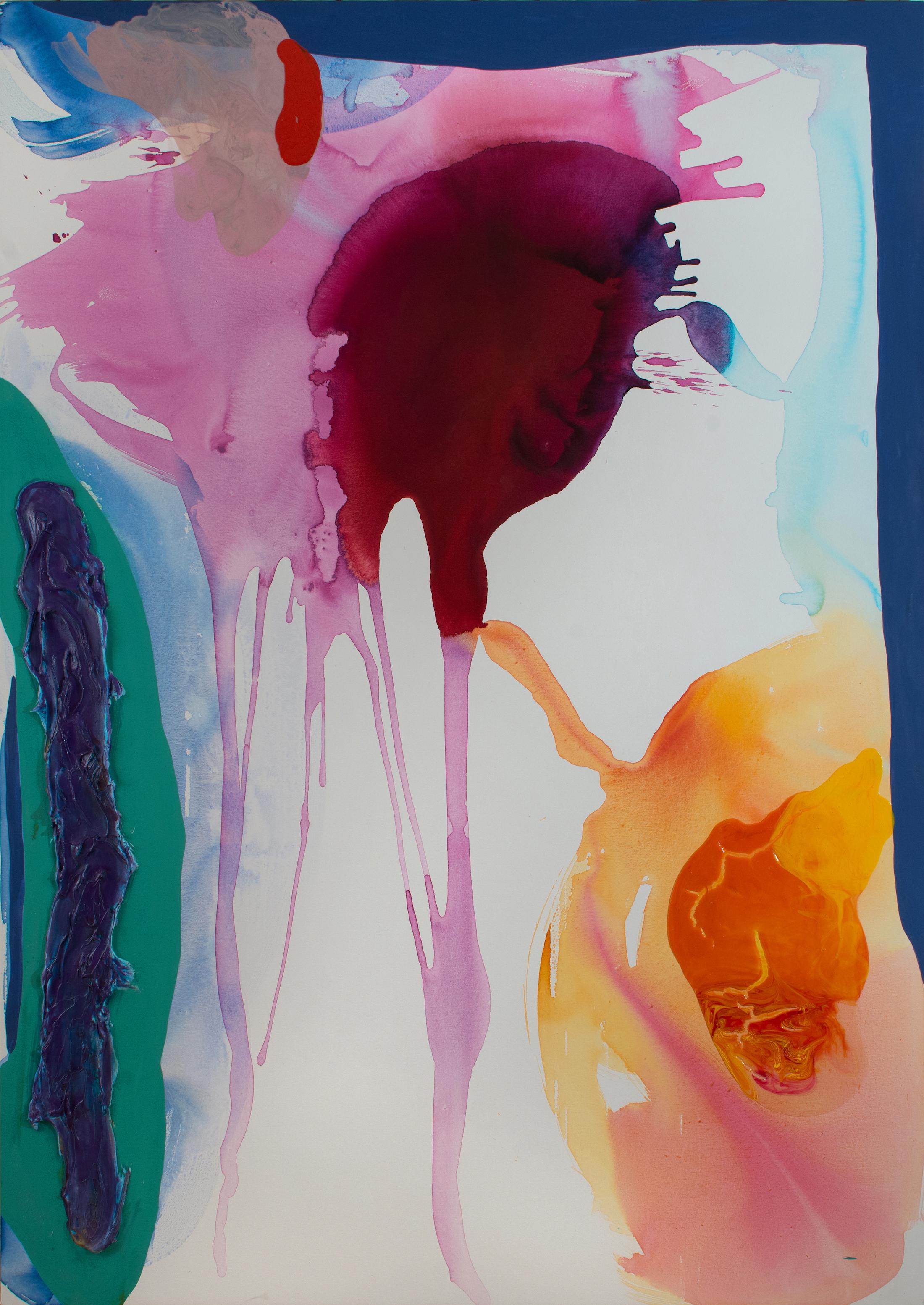 Dentro de ti y de mí (Pintura abstracta contemporánea a gran escala) aqua, rosa, rosa