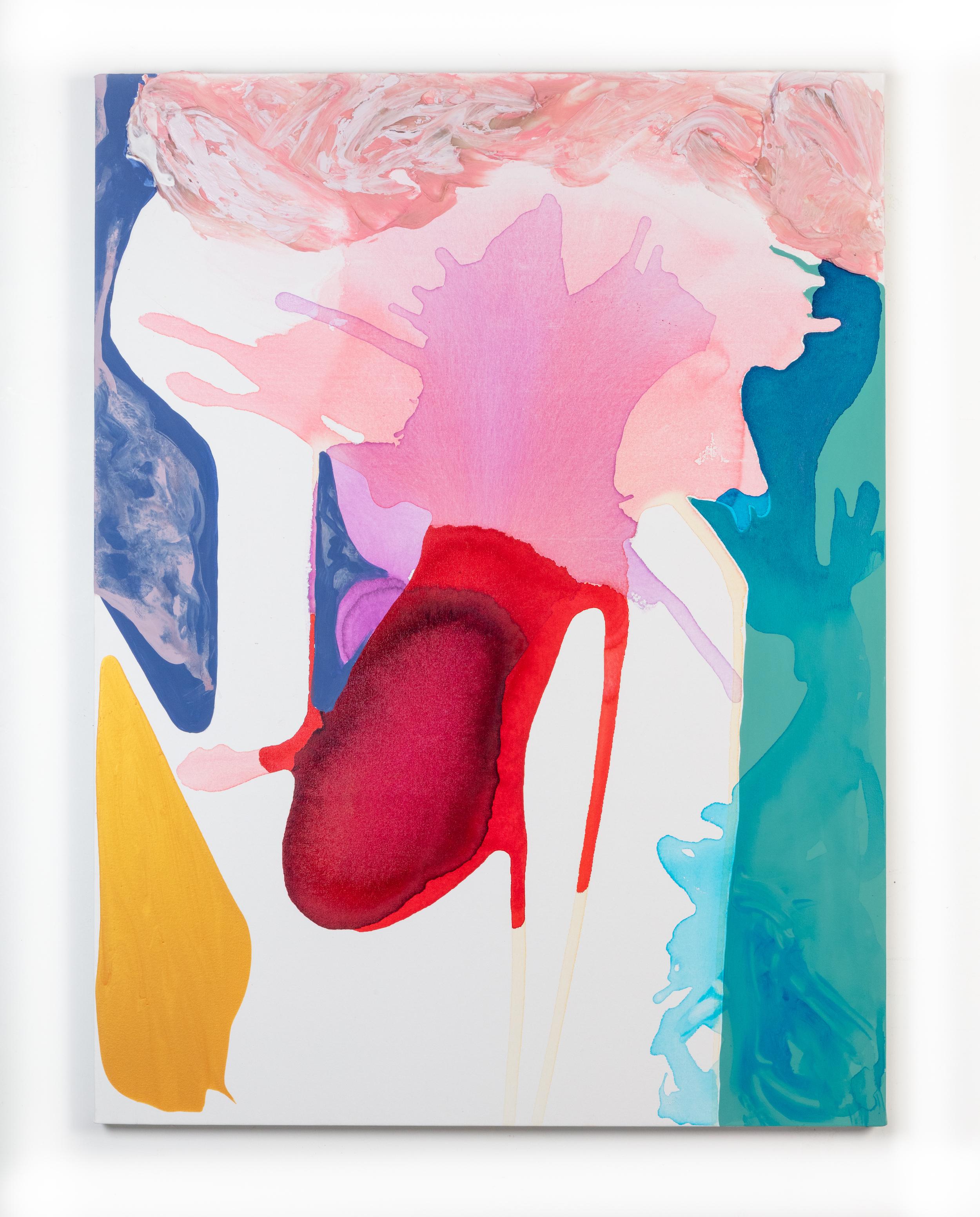 Kinetic Heart Throb (großformatige zeitgenössische abstrakte Malerei) rosa, rot, blau – Art von Debra Drexler