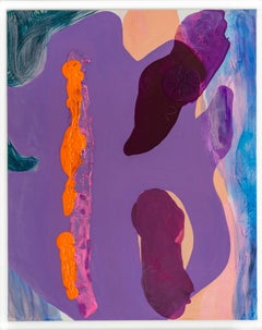 "River Ocean Lake" Contemporary Large Scale Abstract Painting, violet, orange