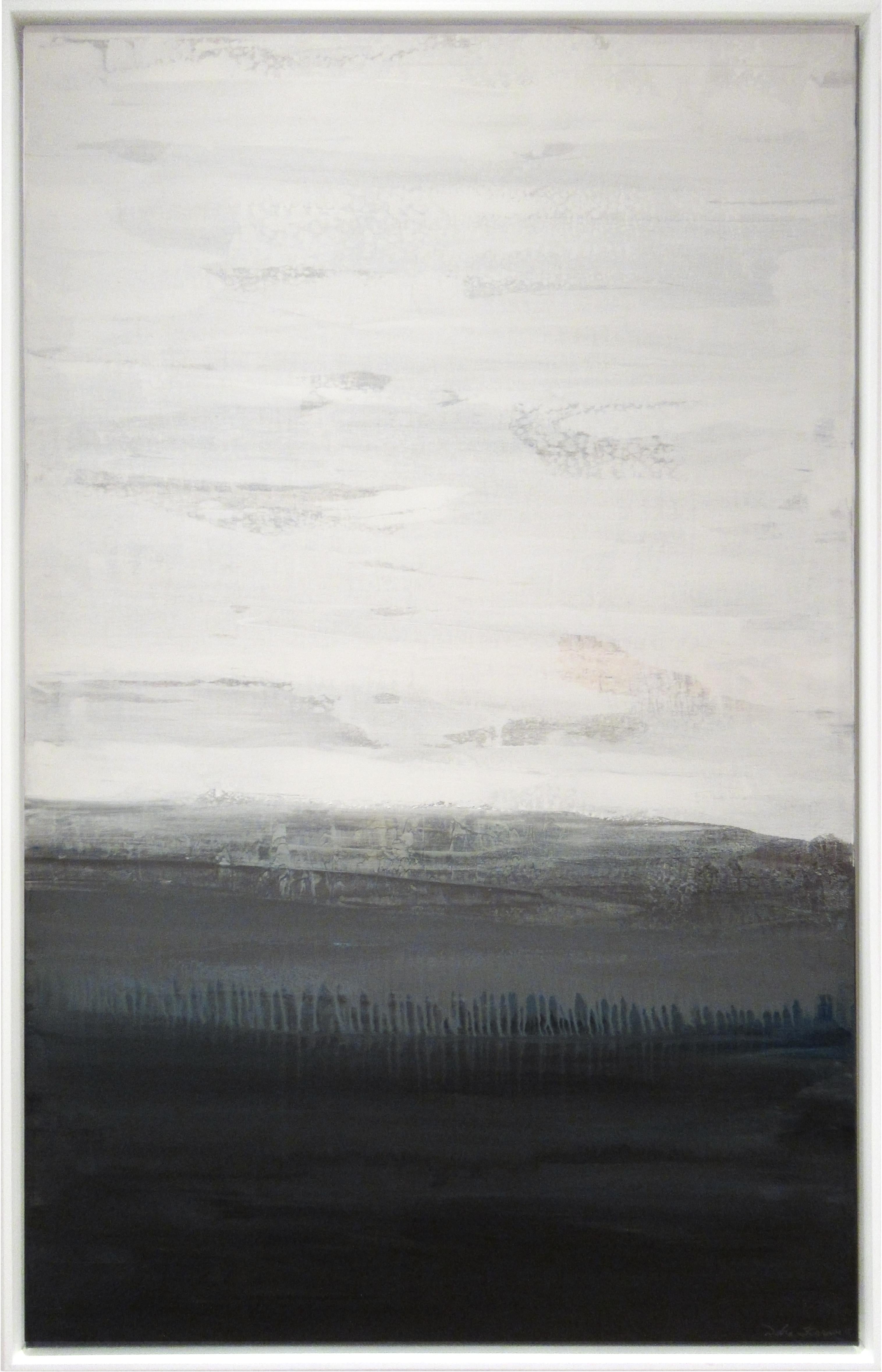 Peinture abstraite contemporaine bleue de Vénétie - Gris Abstract Painting par Debra Ferrari