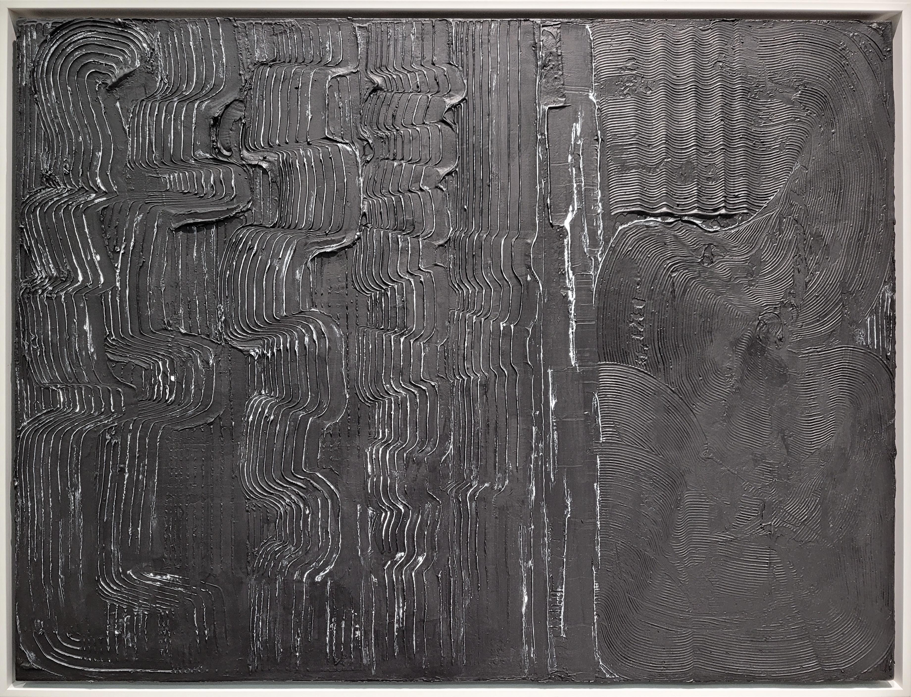 Diurnal Rhythms Abstract Mixed Media Painting - Black Abstract Painting by Debra Ferrari