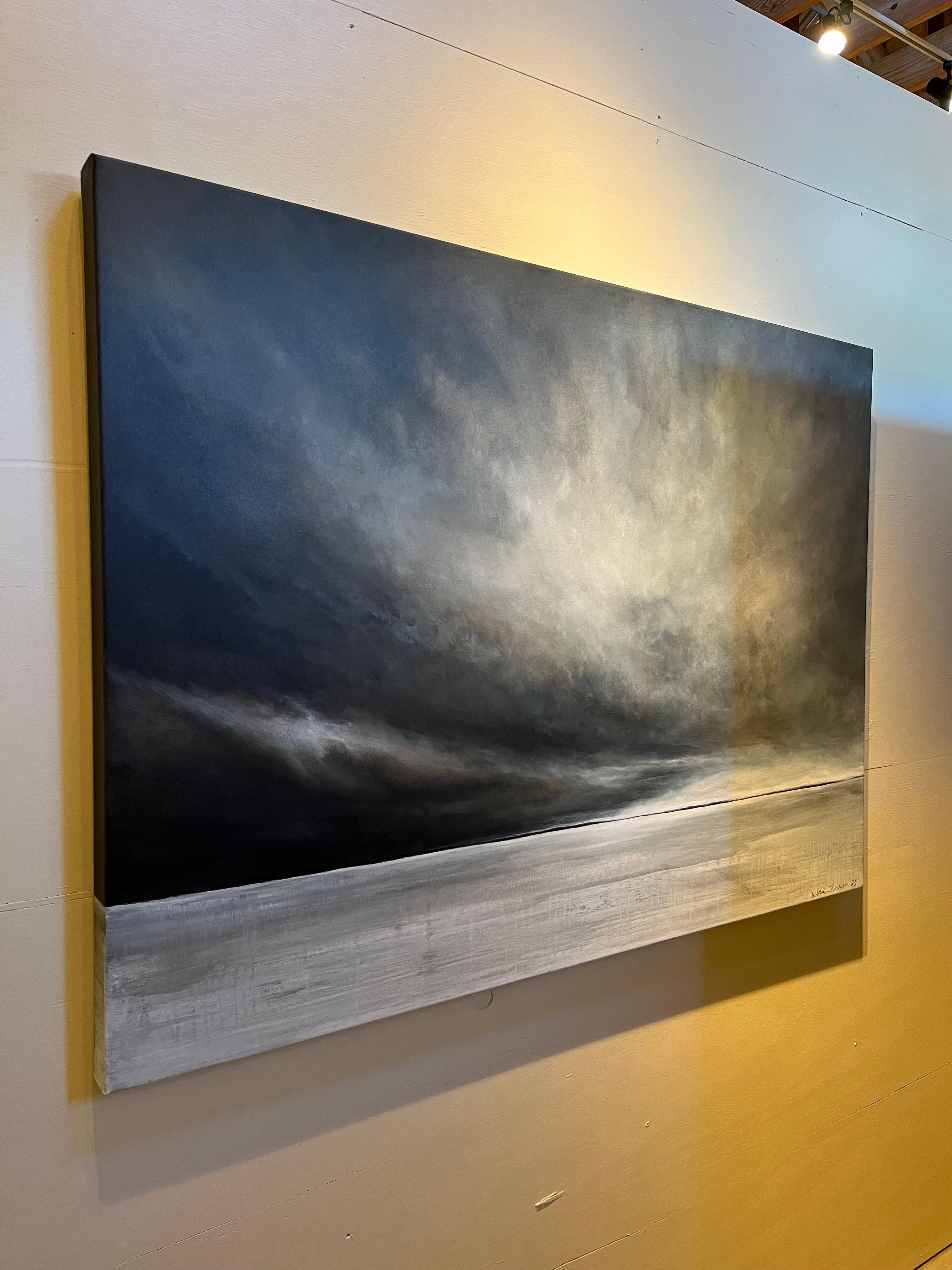 Tempest  Modern Neutral Canvas Painting - Gray Landscape Painting by Debra Ferrari