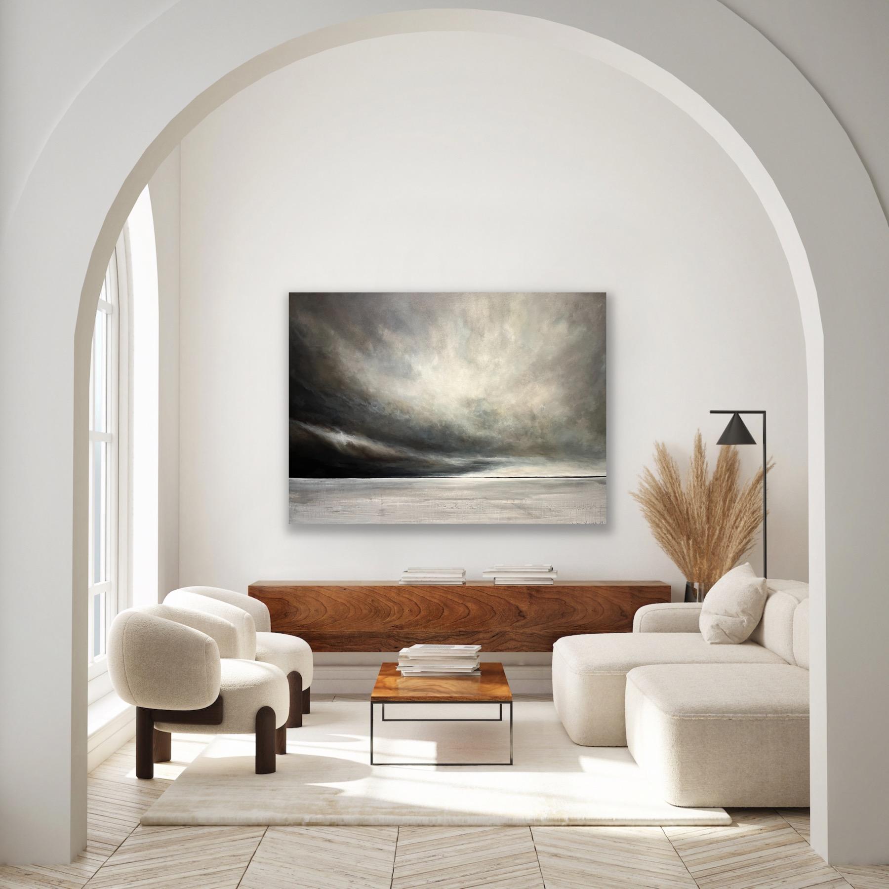 Tempest  Modern Neutral Canvas Painting For Sale 1