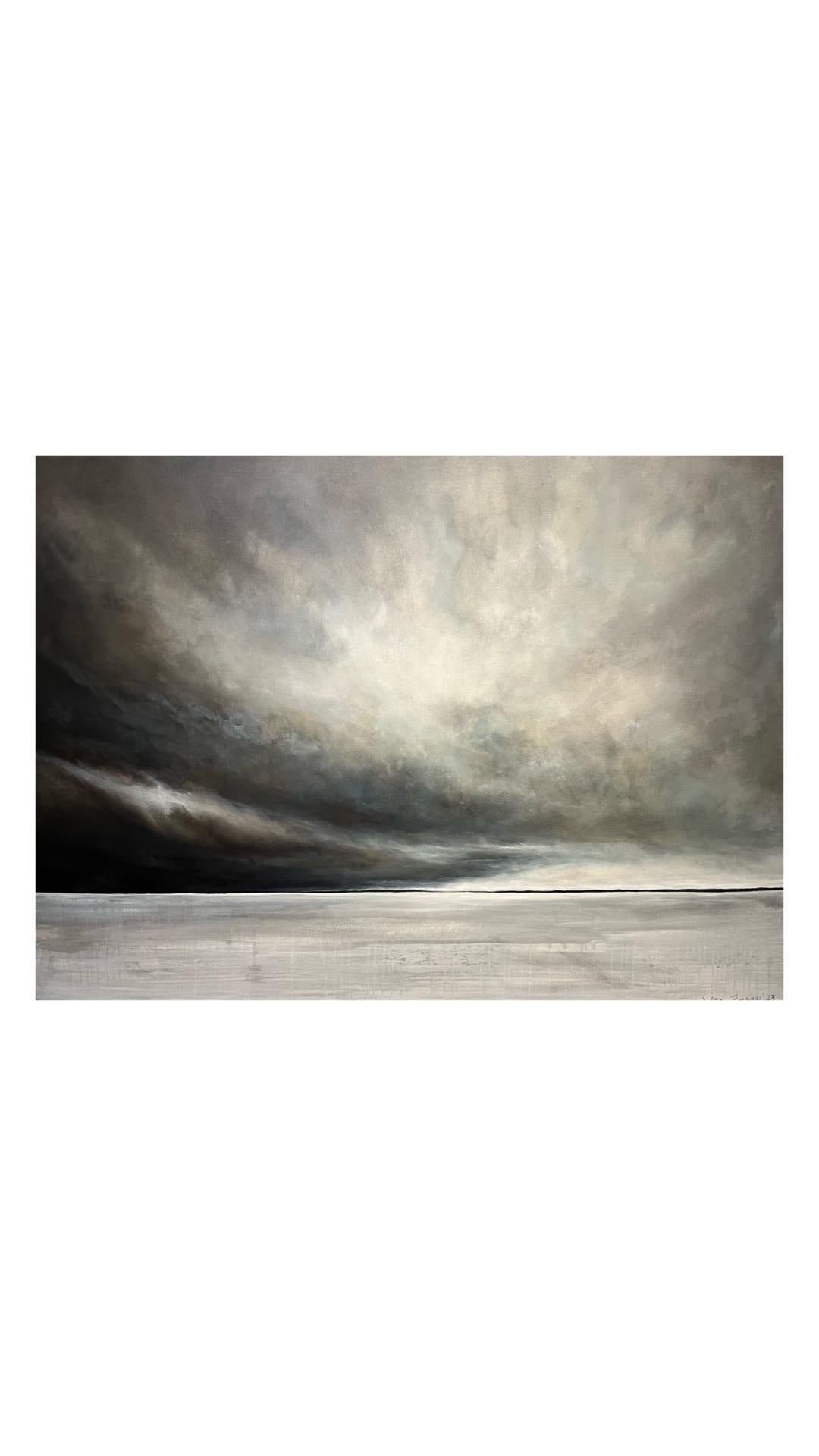 Tempest  Modern Neutral Canvas Painting For Sale 2