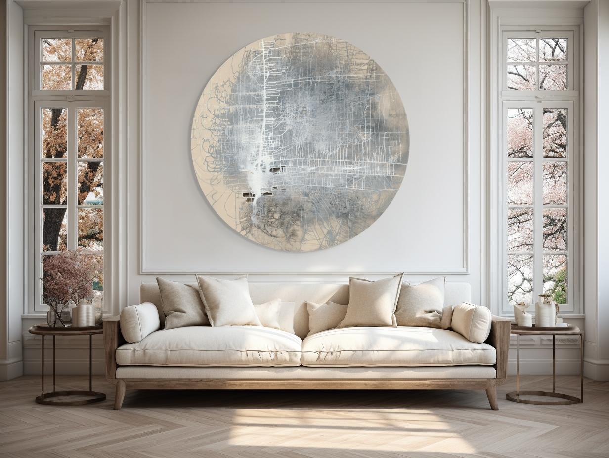 Tondo  Abstract Contemporary Round Canvas Painting For Sale 4