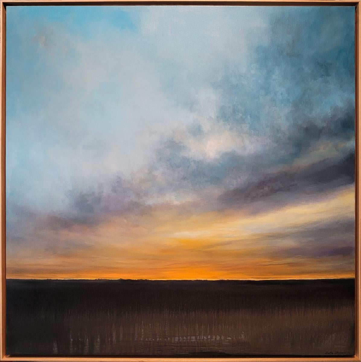 Vesper is a beautiful abstract sunset landscape painting from Debra Ferrari's Forces of Nature Collection. This is one of her most popular collections featuring sunsets and storms. 
