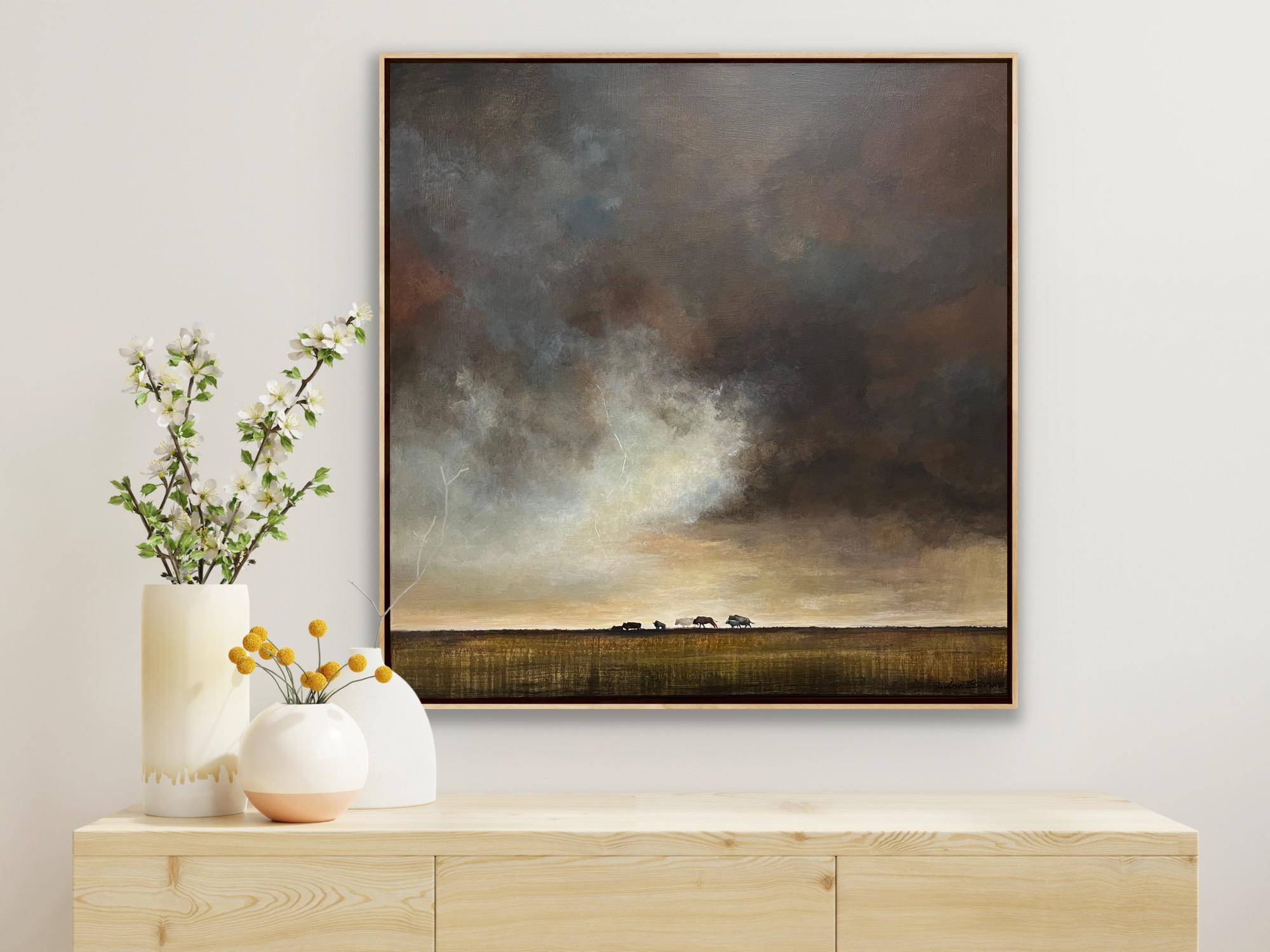 Tempête 9  [Encre d'archives sur papier, 62x62 pouces] - Print de Debra Ferrari