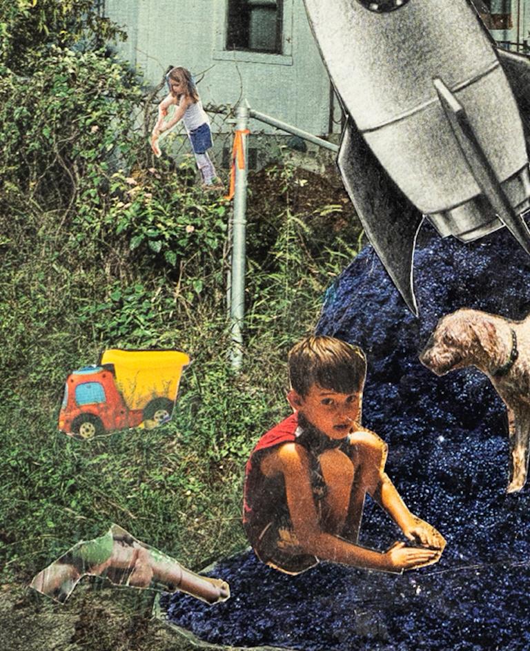 Children of War : mixed media collage - Surrealist Mixed Media Art by Debra Friedkin
