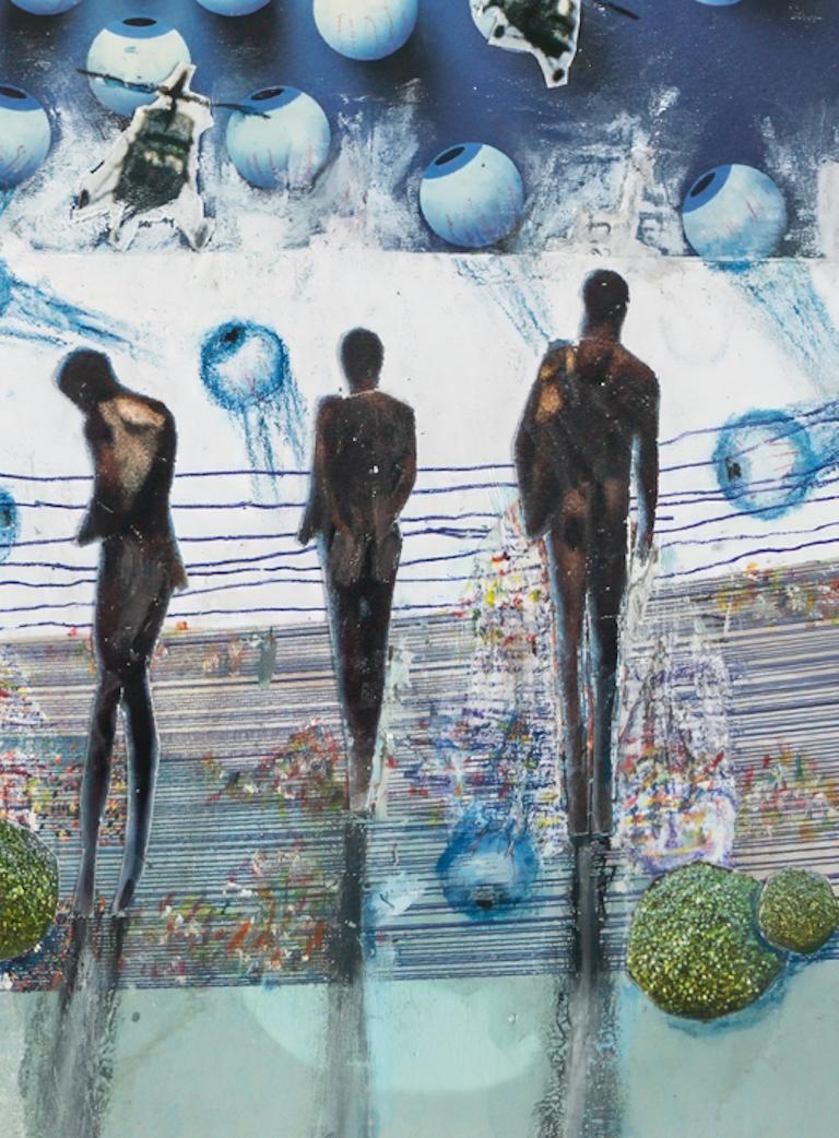 Telstar : Collage aus verschiedenen Medien (Surrealismus), Mixed Media Art, von Debra Friedkin