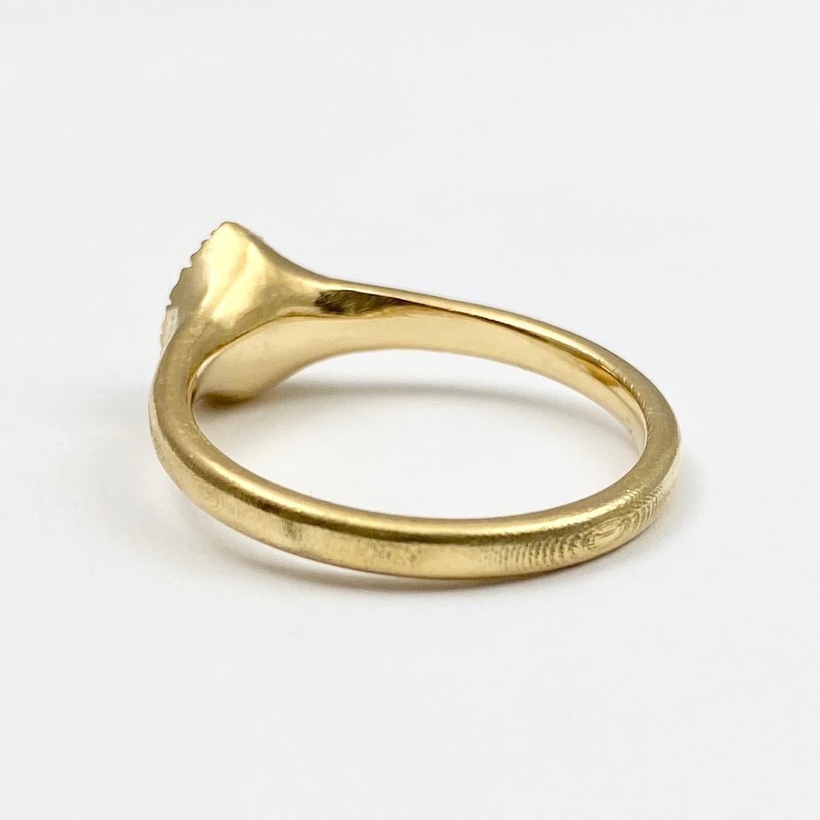 Pear Cut Debra Navarro Pear Diamond and 18 Karat Yellow Gold Halo Ring Signet Engagement For Sale