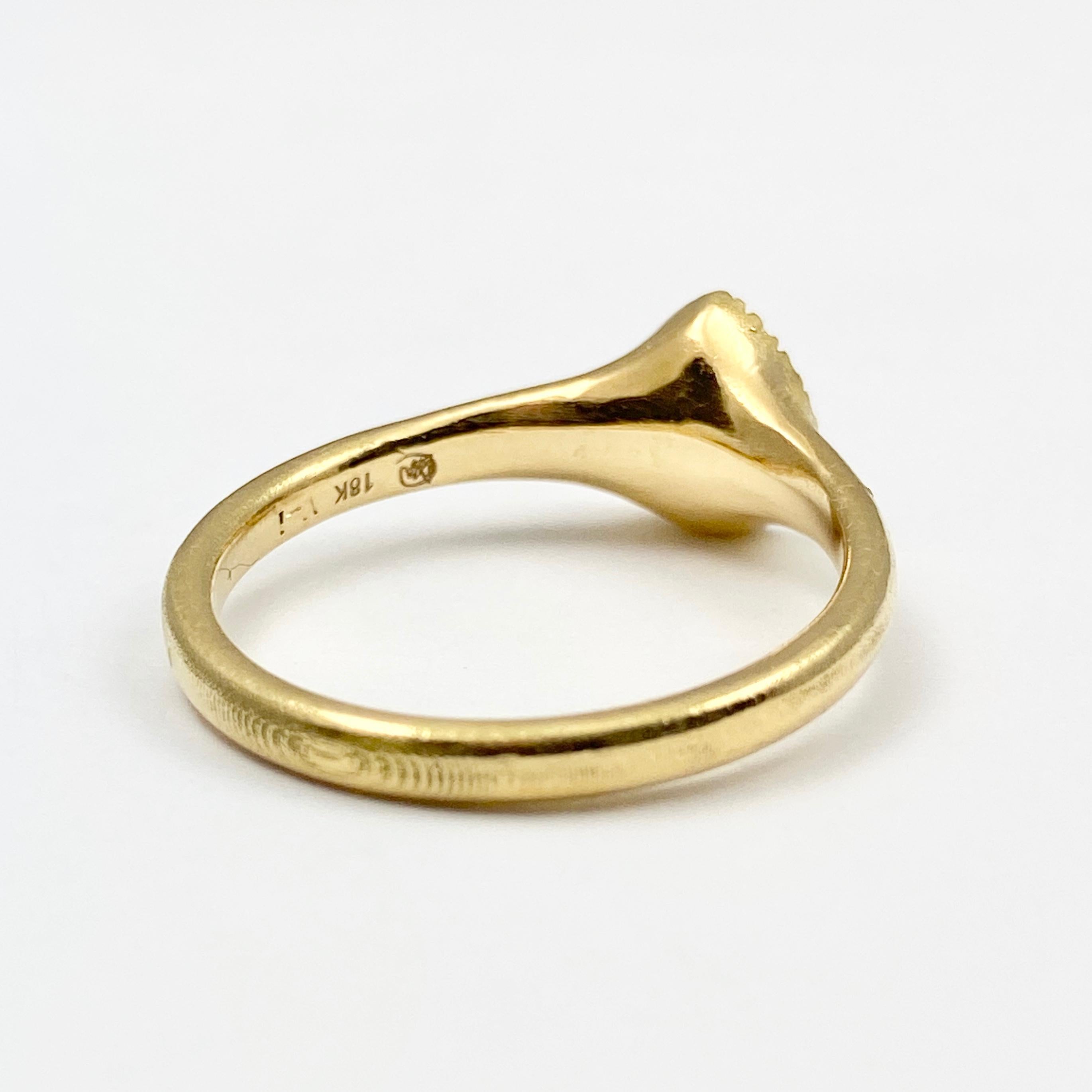 Debra Navarro Pear Diamond and 18 Karat Yellow Gold Halo Ring Signet Engagement In New Condition For Sale In Wichita, KS