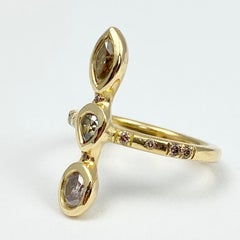 Debra Navarro Diamond and 18 Karat Yellow Gold Three Stone Line Ring 0.72 Carat