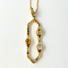 Debra Navarro Diamond and 18 Karat Gold Hexagon Pendant Necklace Enhancer Bail