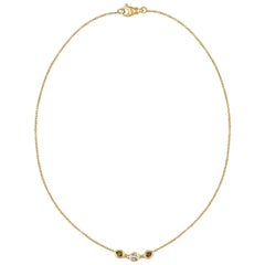 Debra Navarro Diamond and 18 Karat Yellow Gold Horizontal Pendant Chain Necklace